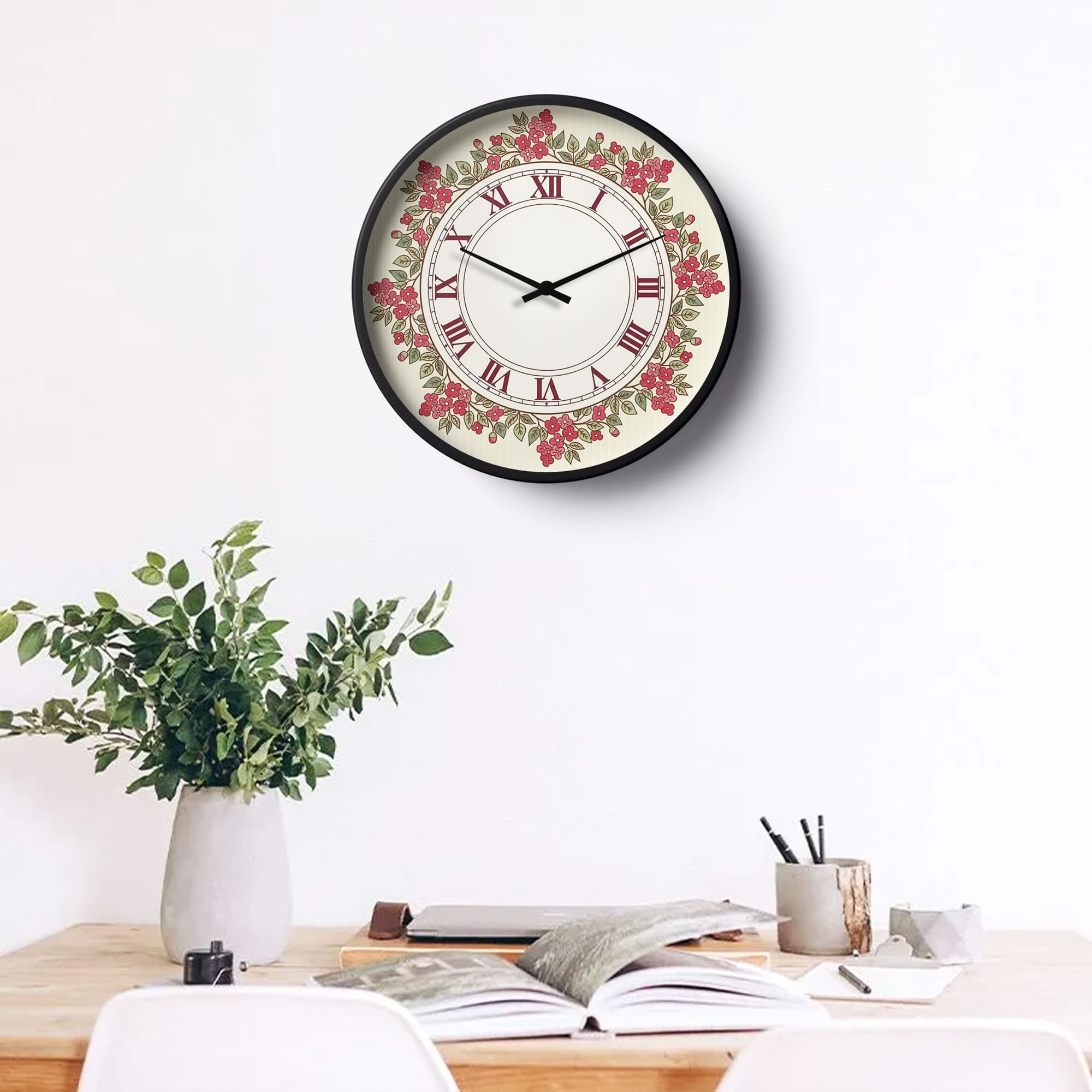 Picture of Floral Wall Clock Rose Vintage