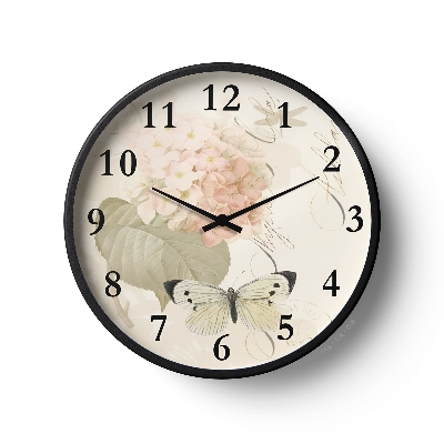 Picture of Floral Wall Clock Hydrangea Butterfly