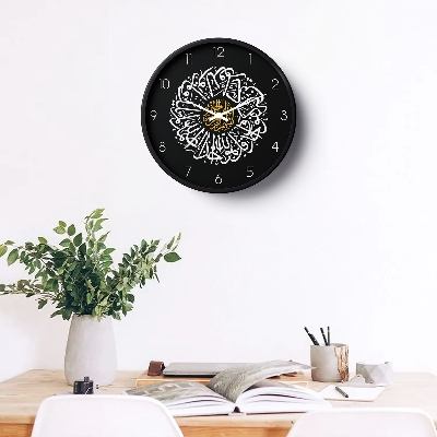 Picture of Sura Ikhlas Islamic Wall Clock Black Gold