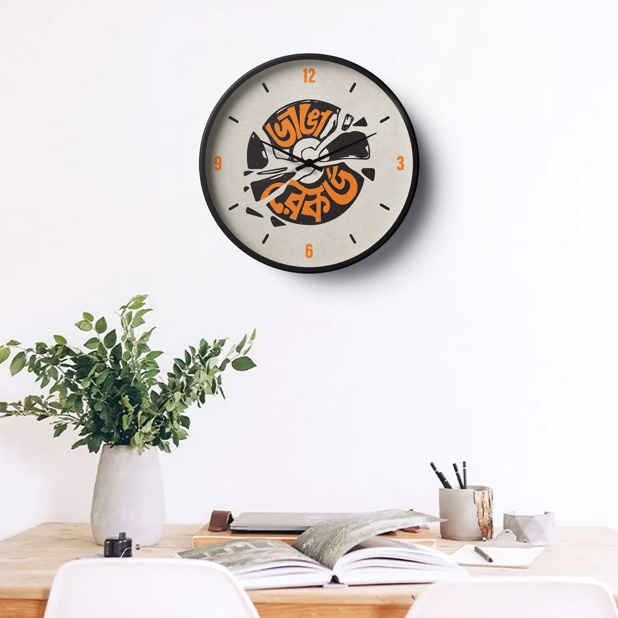 Picture of Klok Typography Wall Clock Bhanga Record Bengali