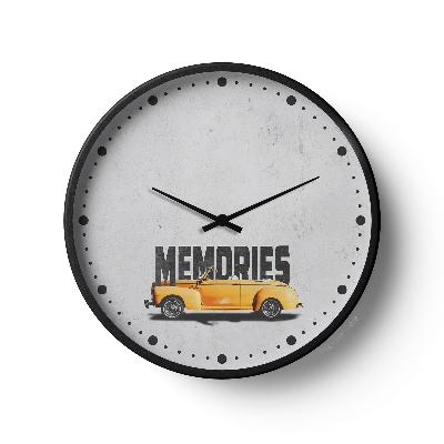 Picture of Klok Typography Wall Clock Memories Vintage Car  