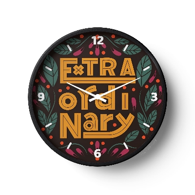Picture of Klok Typography Wall Clock Extra Ordinary Colorful  