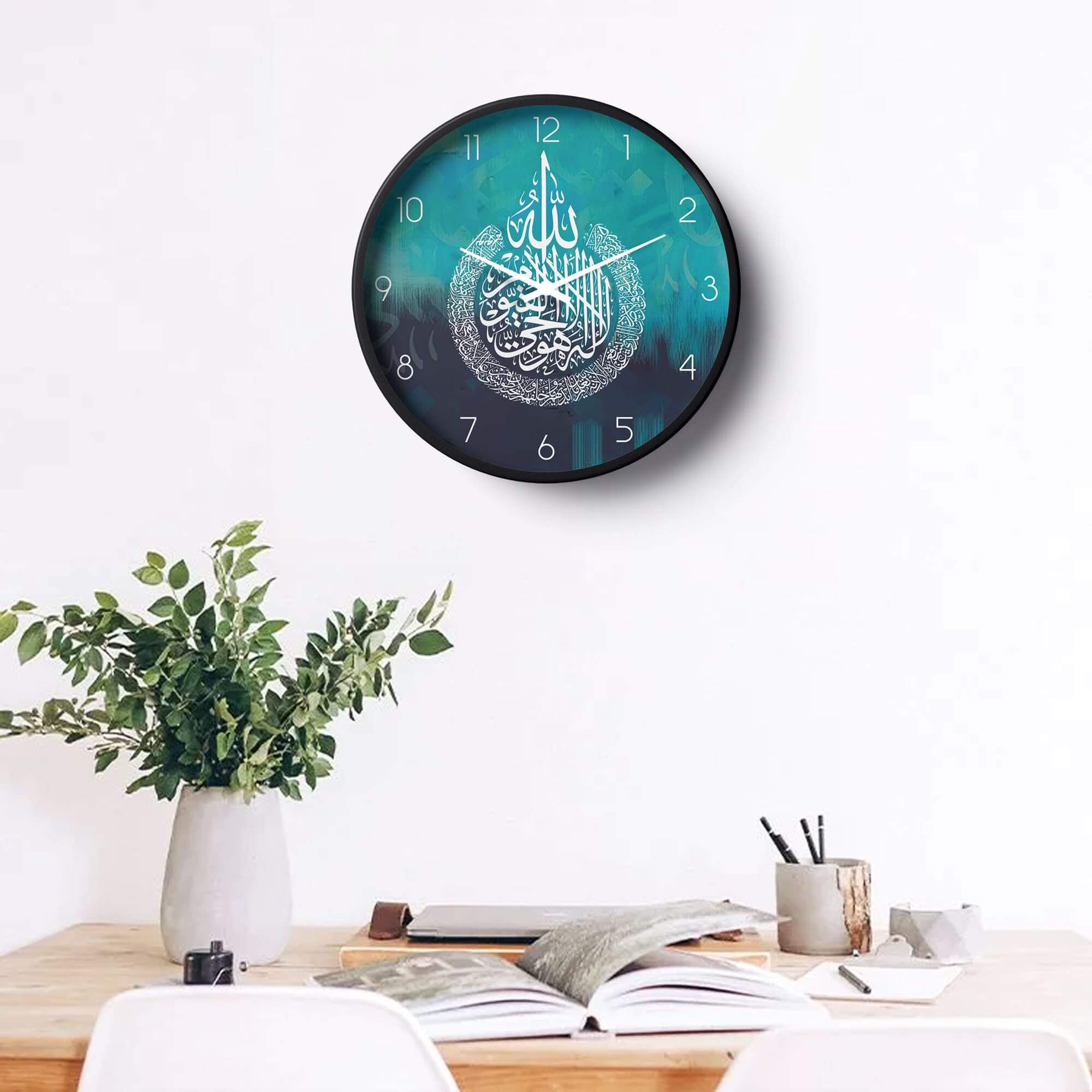 Picture of Klok Islamic Wall Clock Ayatul Kursi Aqua Blue  