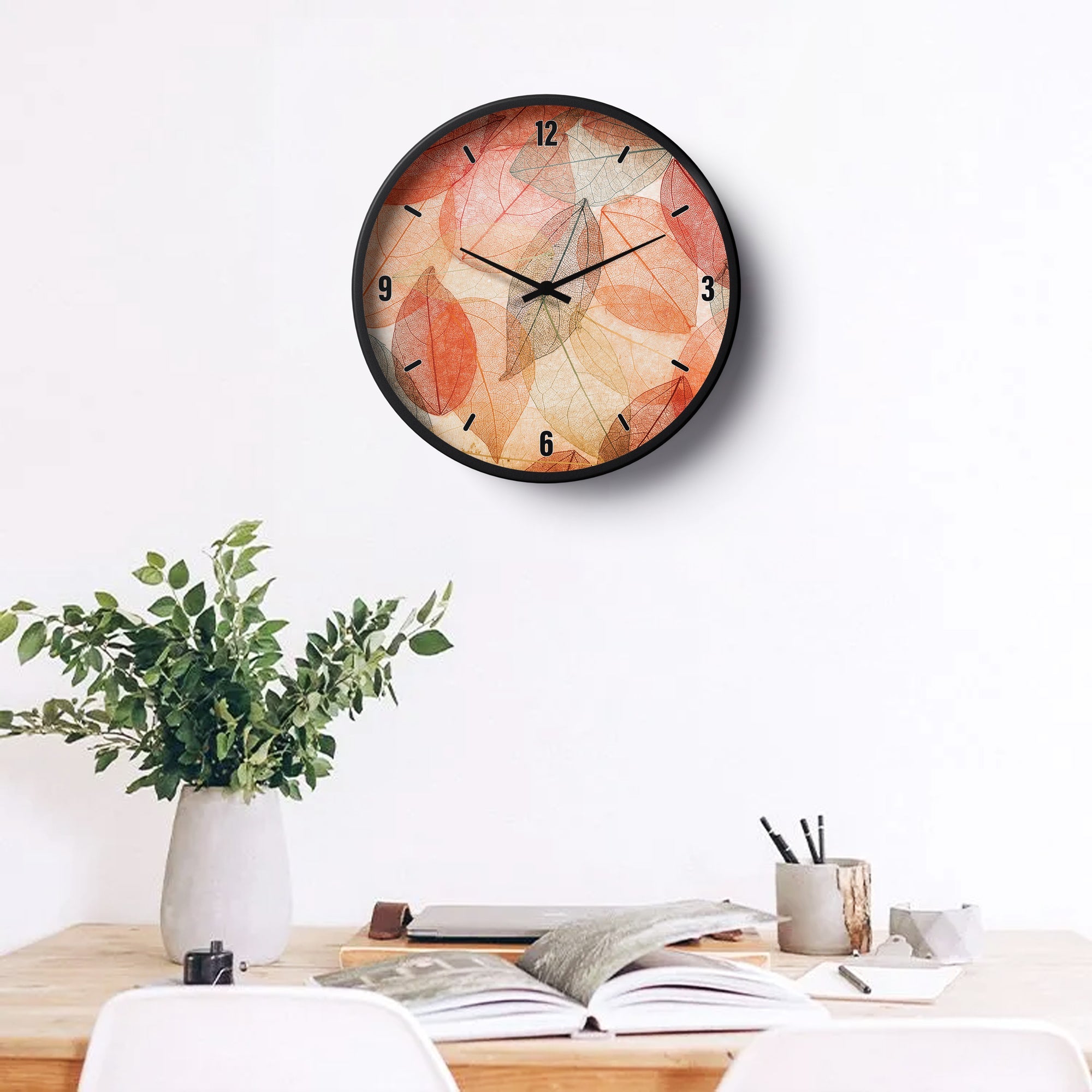 Picture of Klok Floral Wall Clock Autumn Leaf Essence  