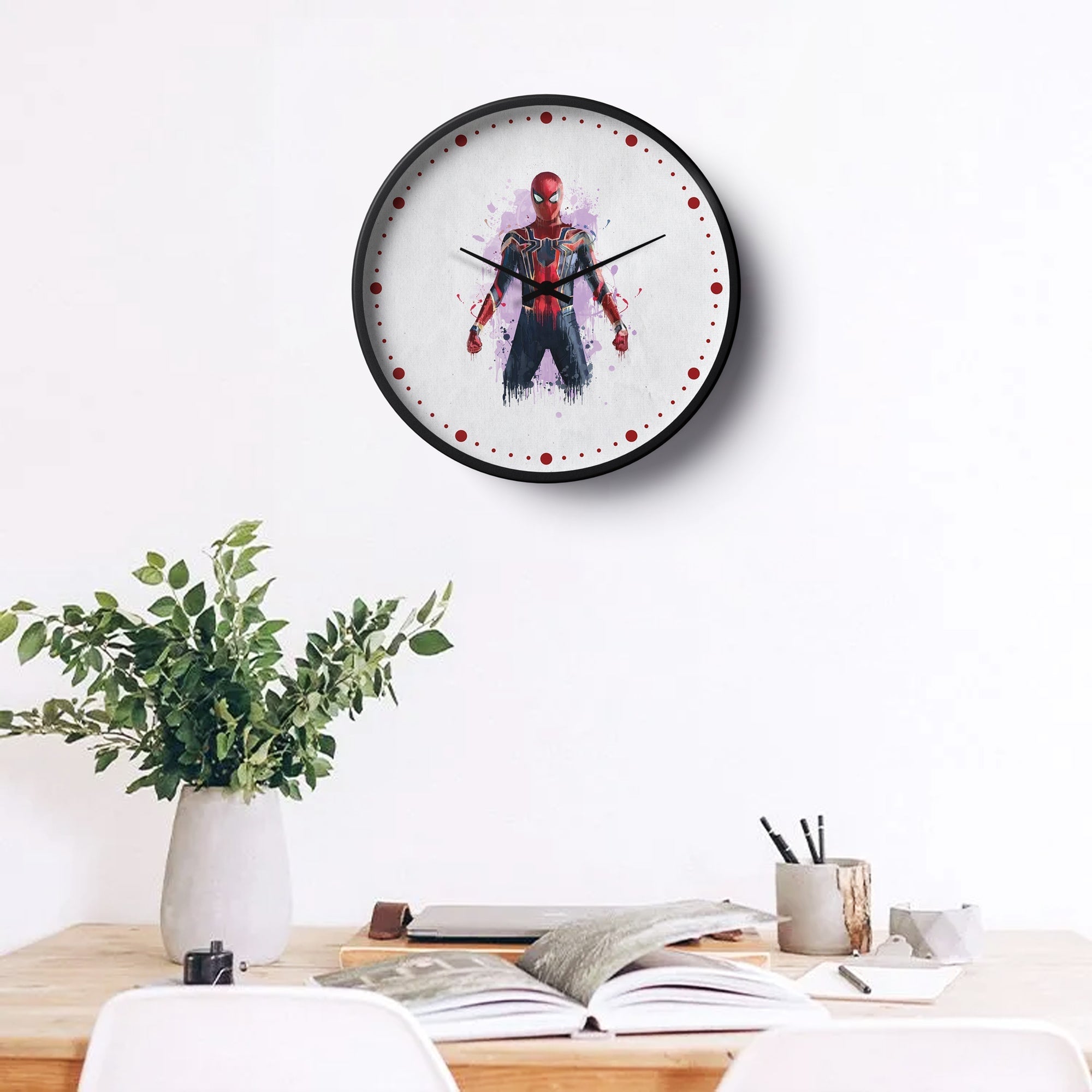 Picture of Klok Super Hero Wall Clock Web Warrior Watercolor  