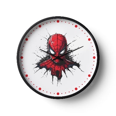 Picture of Klok Super Hero Wall Clock Web Warrior Red Splash  