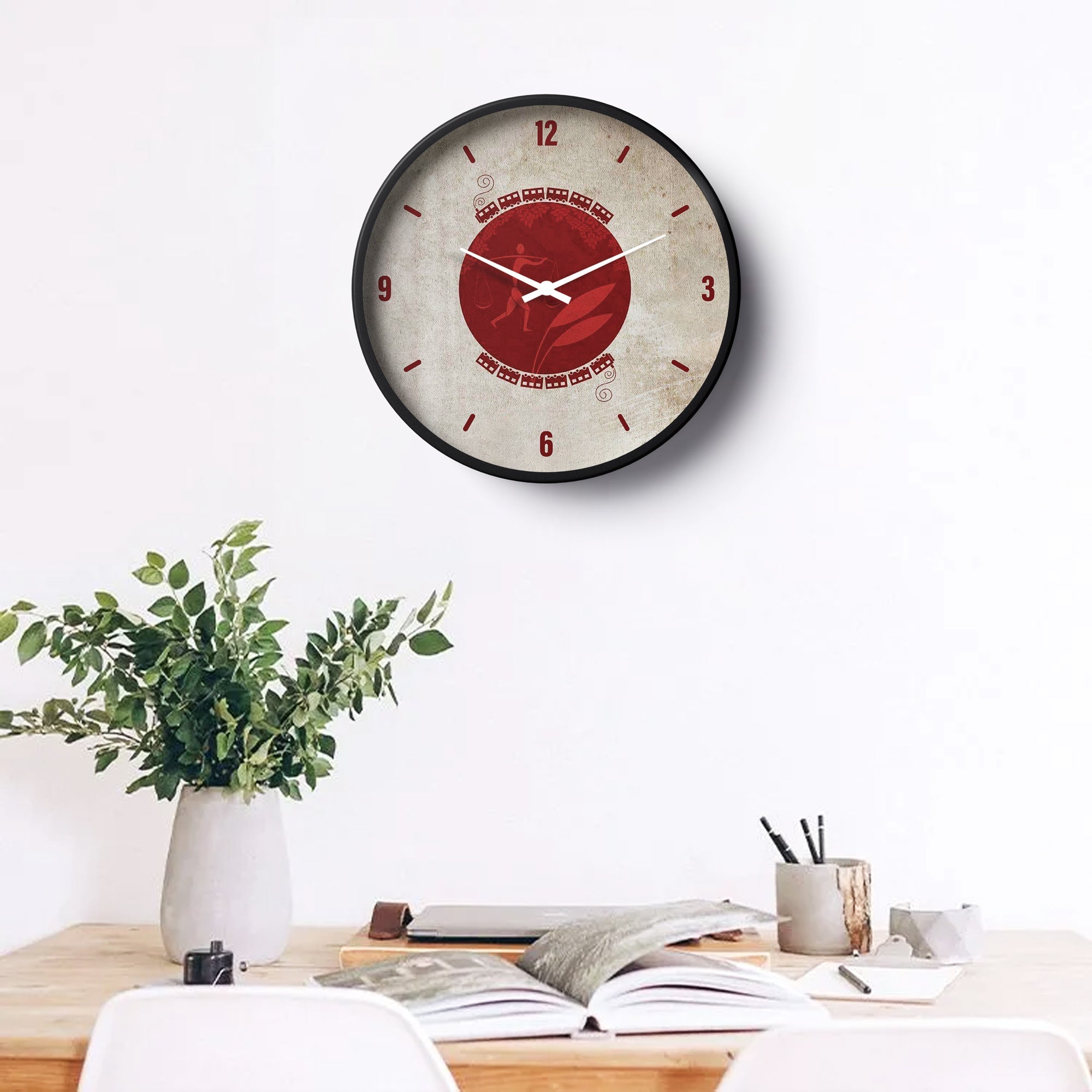 Picture of Klok Artistic Wall Clock Tribal Heritage Red Minimal  