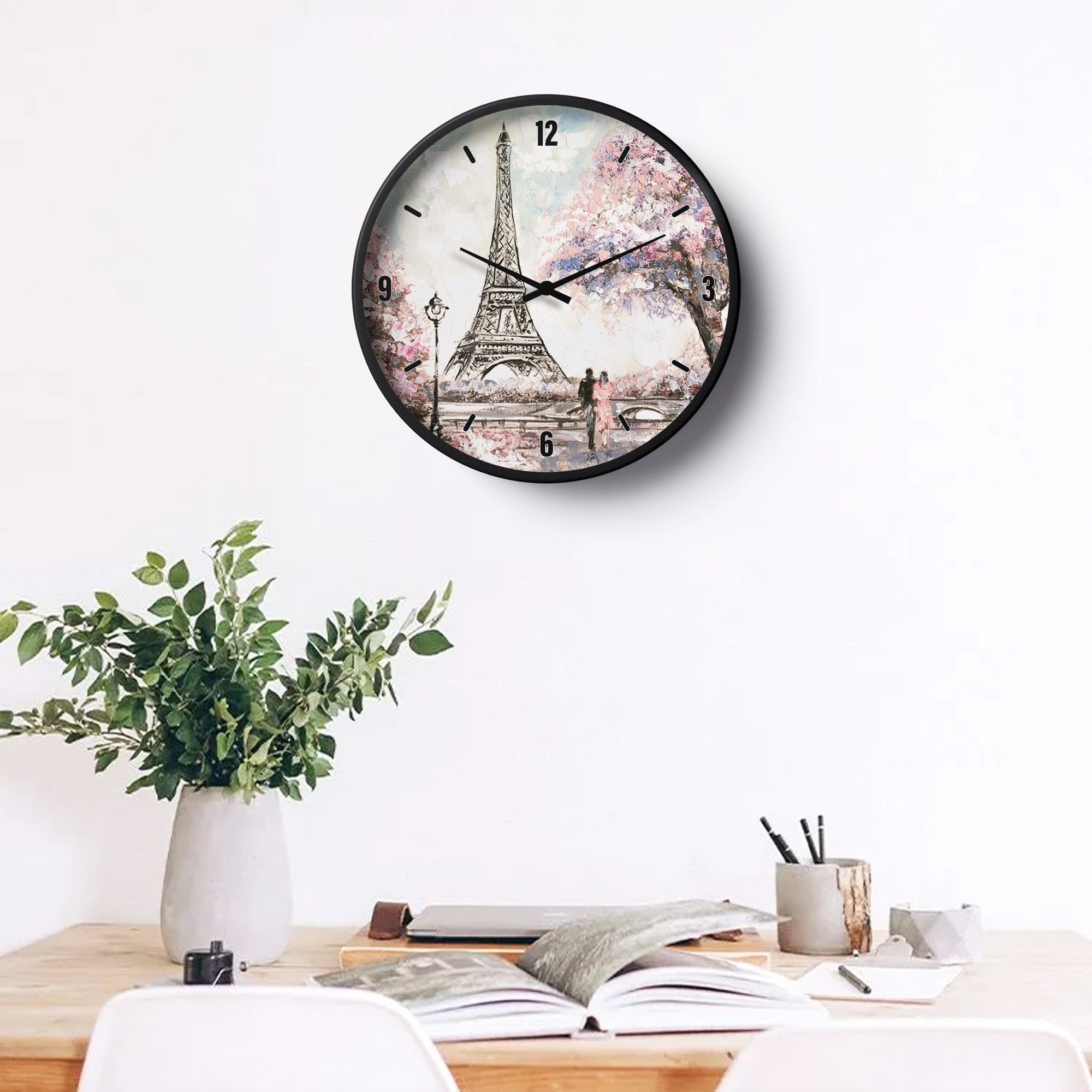 Picture of Klok Artistic Wall Clock Paris Romance Eiffel Tower  