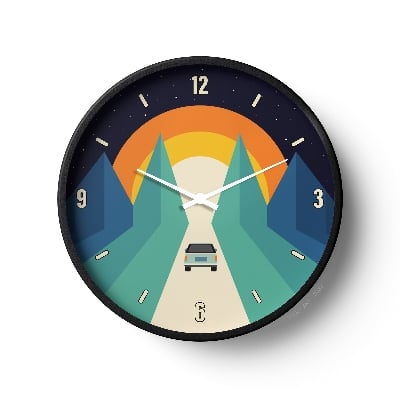 Picture of Klok Artistic Wall Clock Road Trip Sunset  