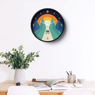 Picture of Klok Artistic Wall Clock Road Trip Sunset  