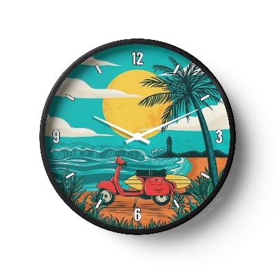 Picture of Klok Artistic Wall Clock Tropical Ride Beach  