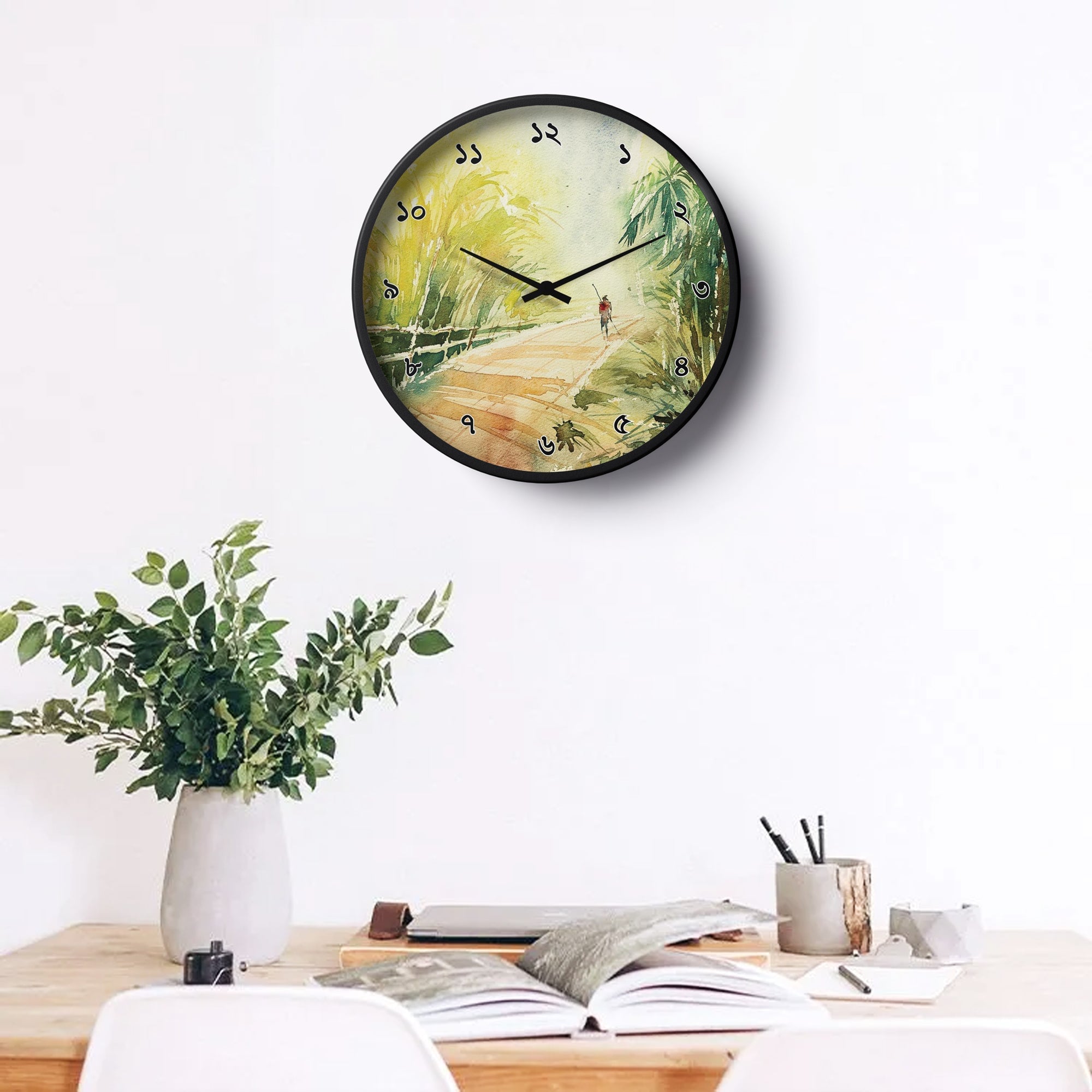 Picture of Klok Artistic Wall Clock Rural Path Watercolor  