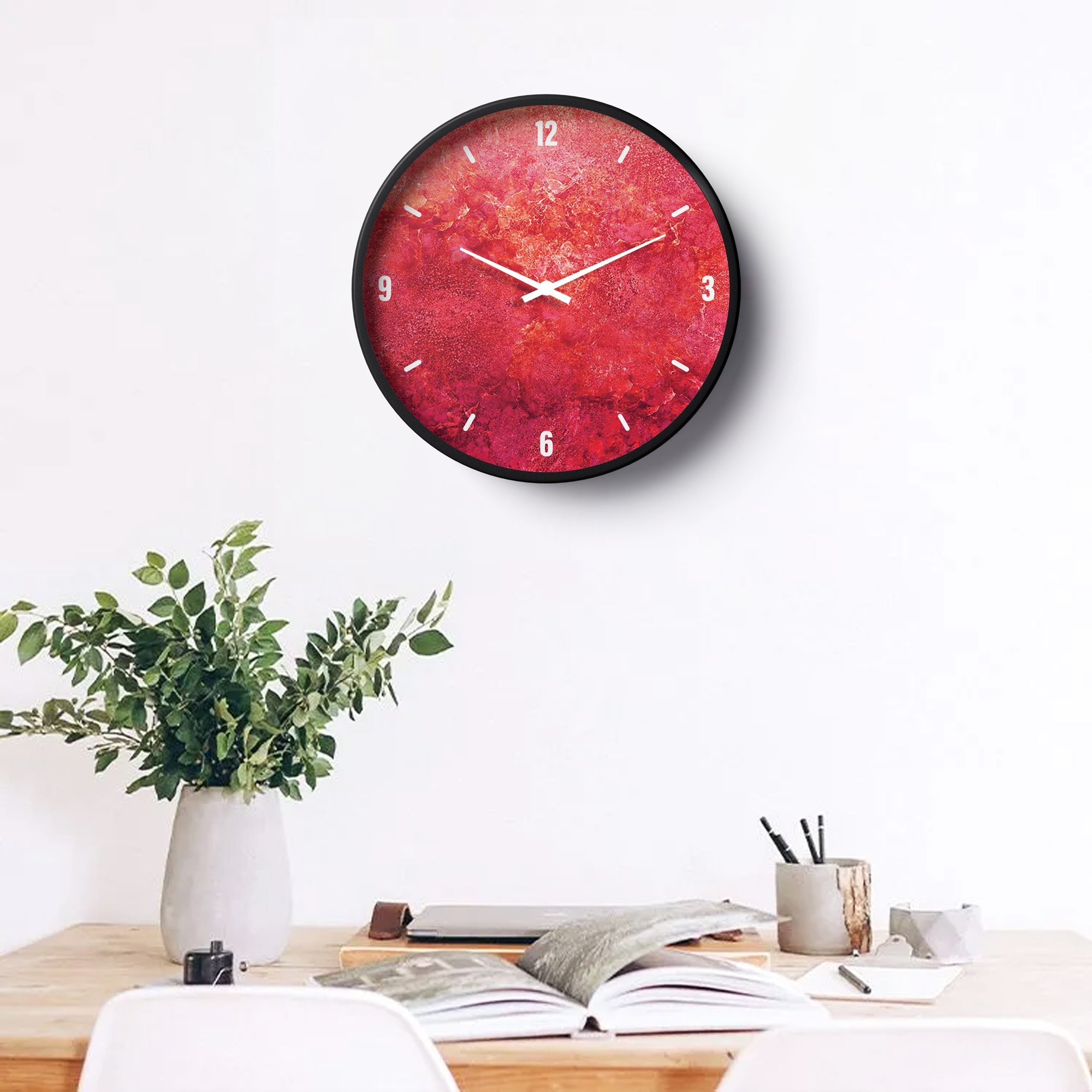 Picture of Klok Abstract Wall Clock Fiery Red Texture  