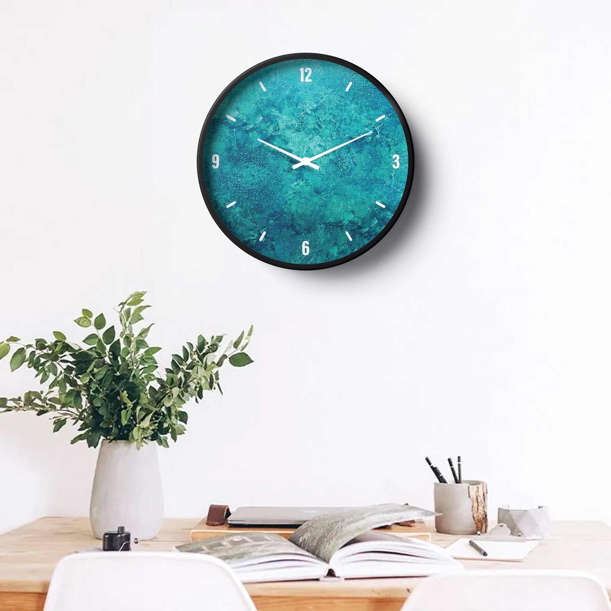 Picture of Klok Abstract Wall Clock Deep Aqua Texture  