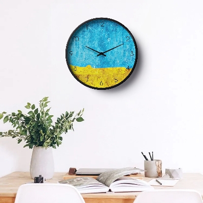 Picture of Klok Abstract Wall Clock Blue Yellow Textured Paint  