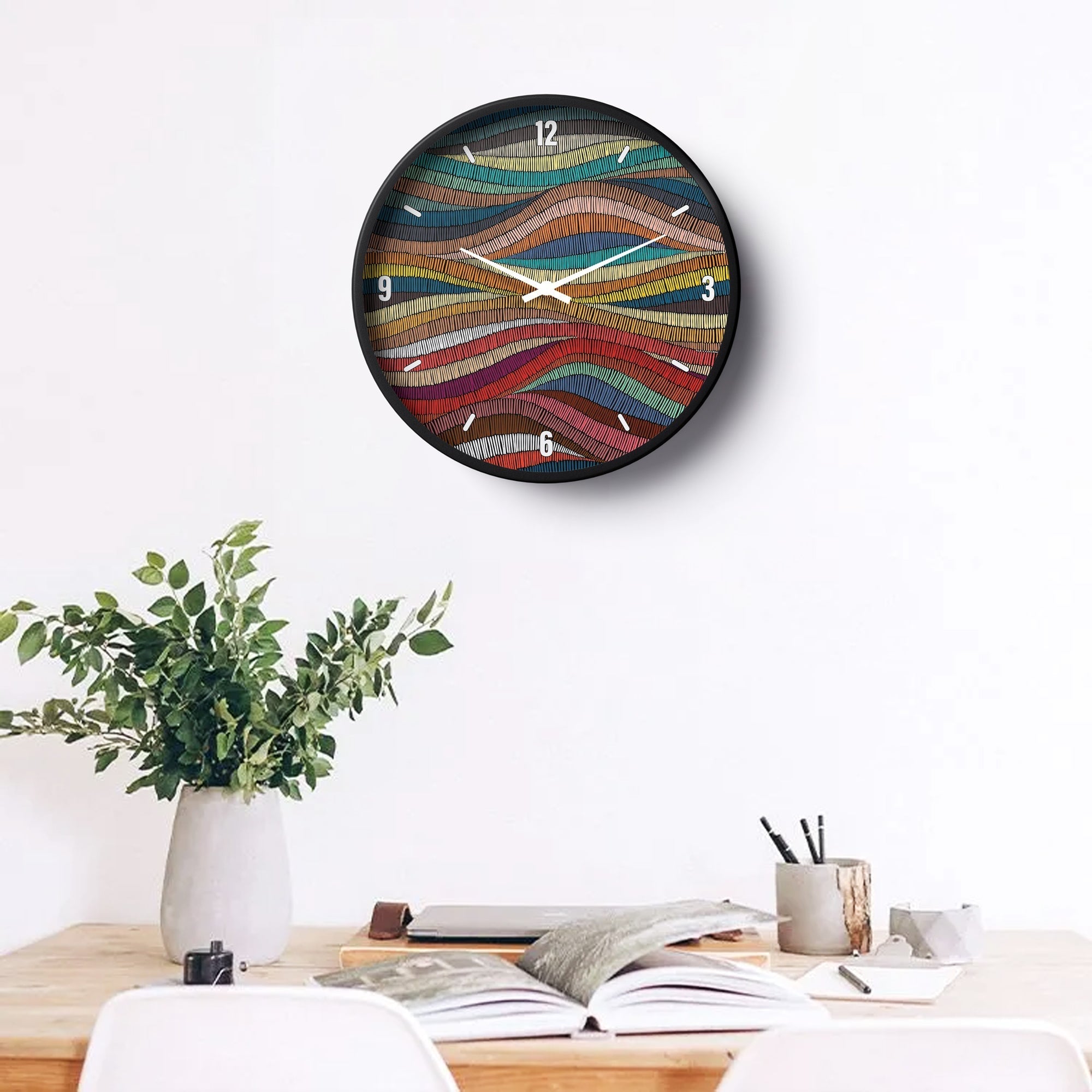 Picture of Klok Abstract Wall Clock Multicolor Wavy Pattern  