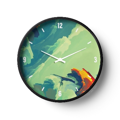 Picture of Klok Abstract Wall Clock Aqua Brush Art  
