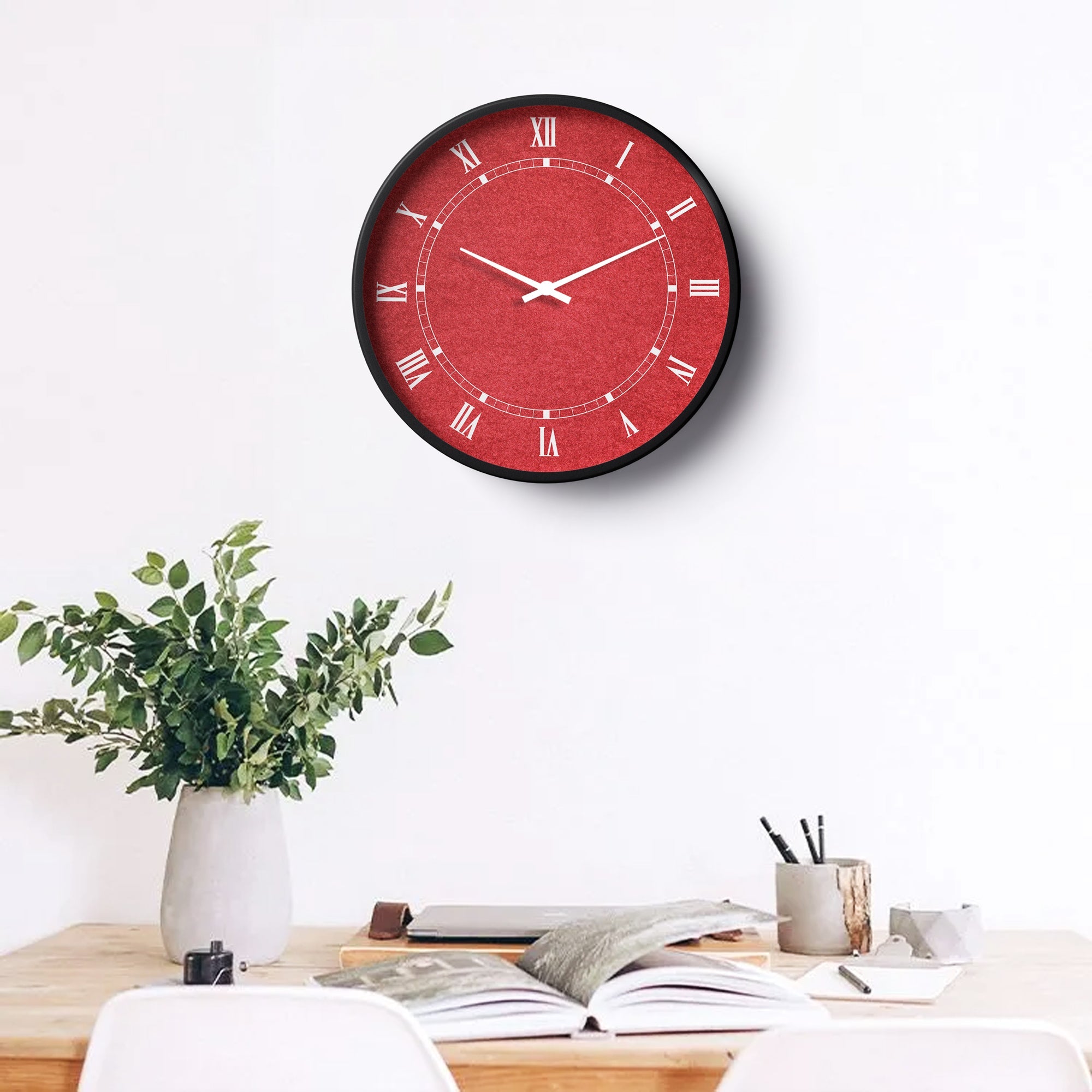 Picture of Klok Classic Wall Clock Roman Red Velvet Dial  