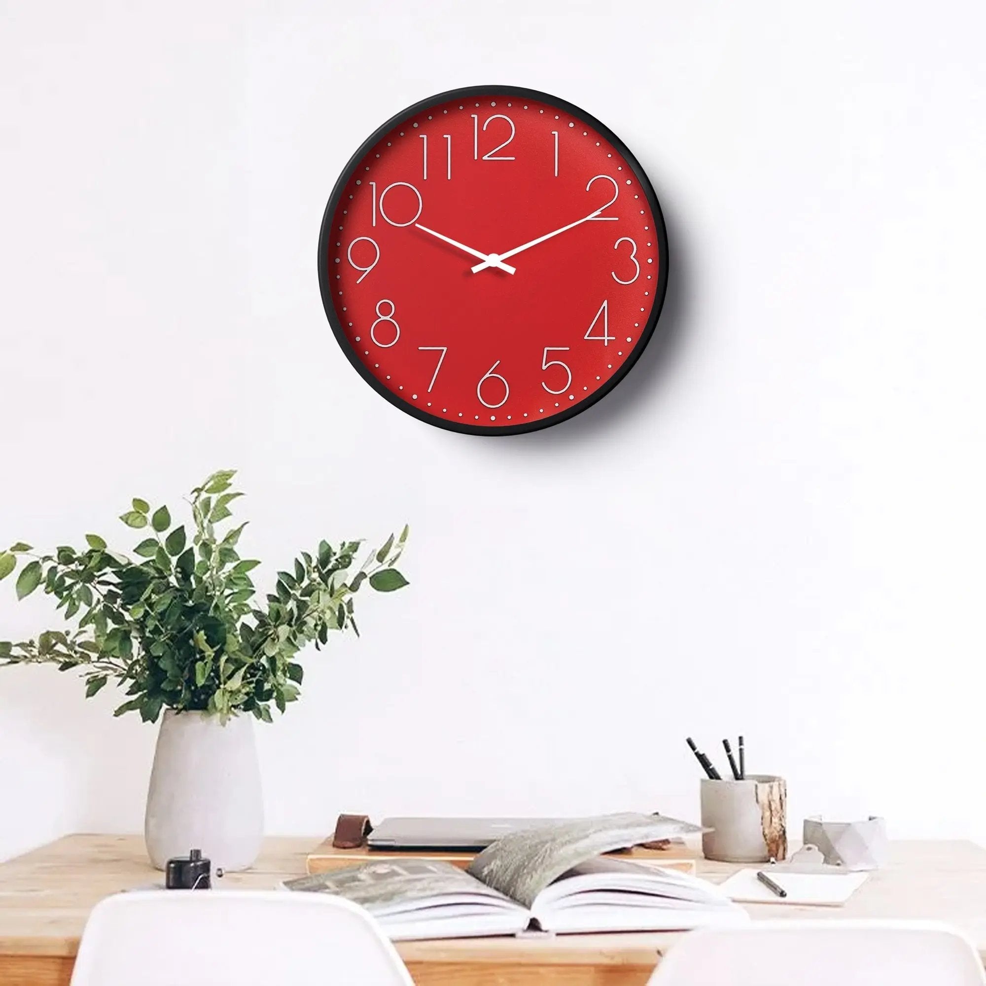 Picture of Klok Classic Wall Clock Bold Red Minimal Dial  