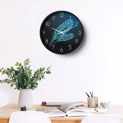 Picture of Klok Classic Wall Clock Blue Feather Art Dial  