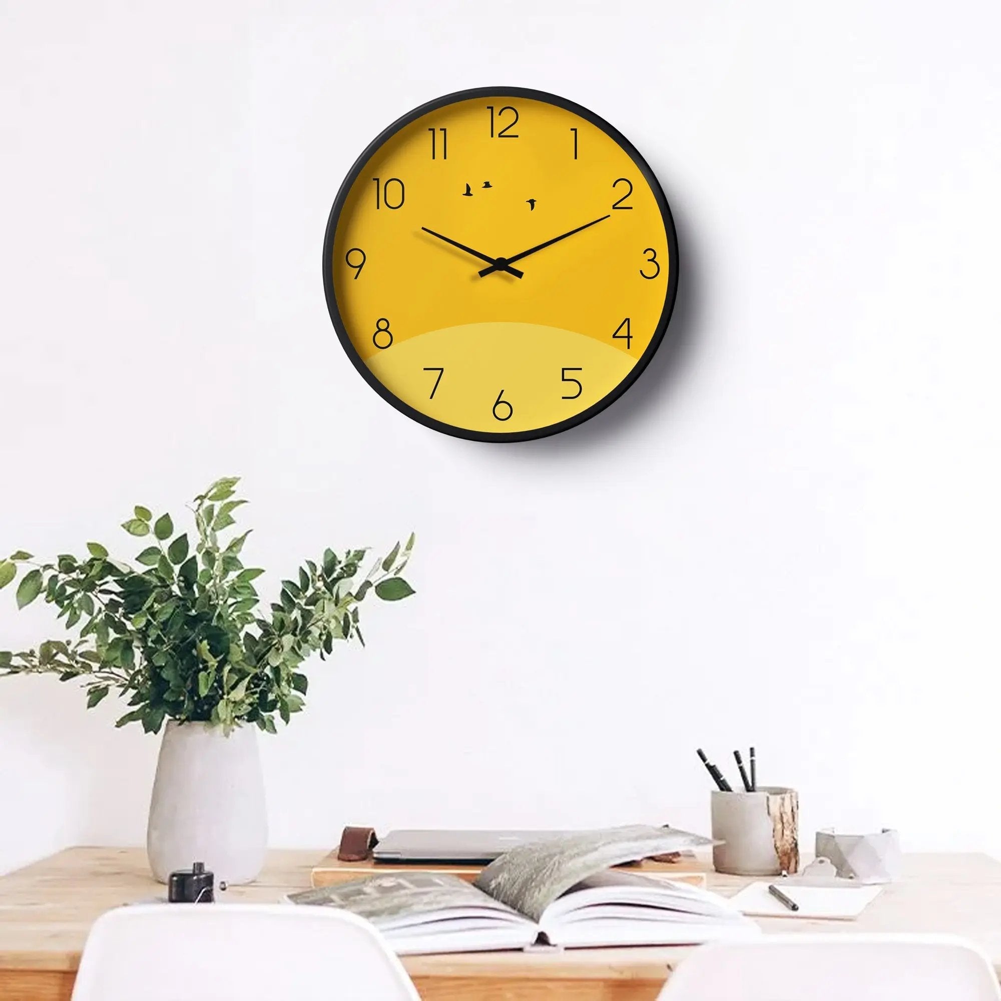 Picture of Klok Sunrise Minimal Classic Wall Clock Yellow Horizon  