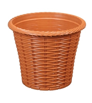 Buy Rattan Flower Tub with Tray 8" Brown TEL at Best Price In Bangladesh