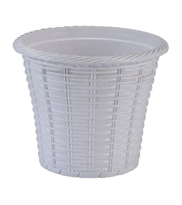 Buy Rattan Flower Tub with Tray 8" White TEL at Best Price In Bangladesh