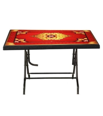 Buy Deco Table 4 Seat S/L Print Maroon Black Online 