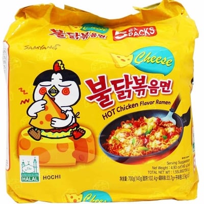 Picture of Samyang Hot Chicken Ramen Cheese Noodles, 5 X 140 grams