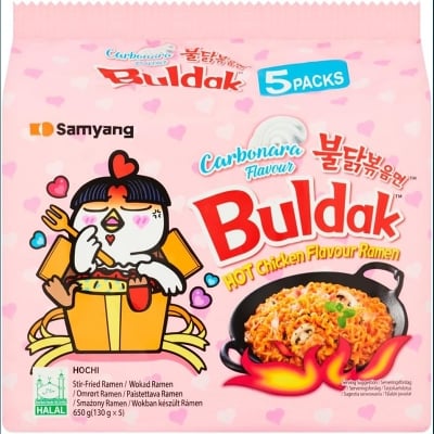 Picture of Samyang Hot Chicken Flavour Buldak Ramen Carbonara Noodles - (5 X 140 Grams)Pack of 5
