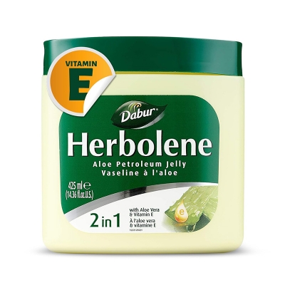Picture of Dabur Herbolene Aloe Petroleum jelly 2 in 1 white used for male/female - 425 ml