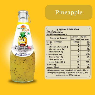 Picture of Dalos Pineapple Flavor Fruit drink with Basil Seeds 300ml