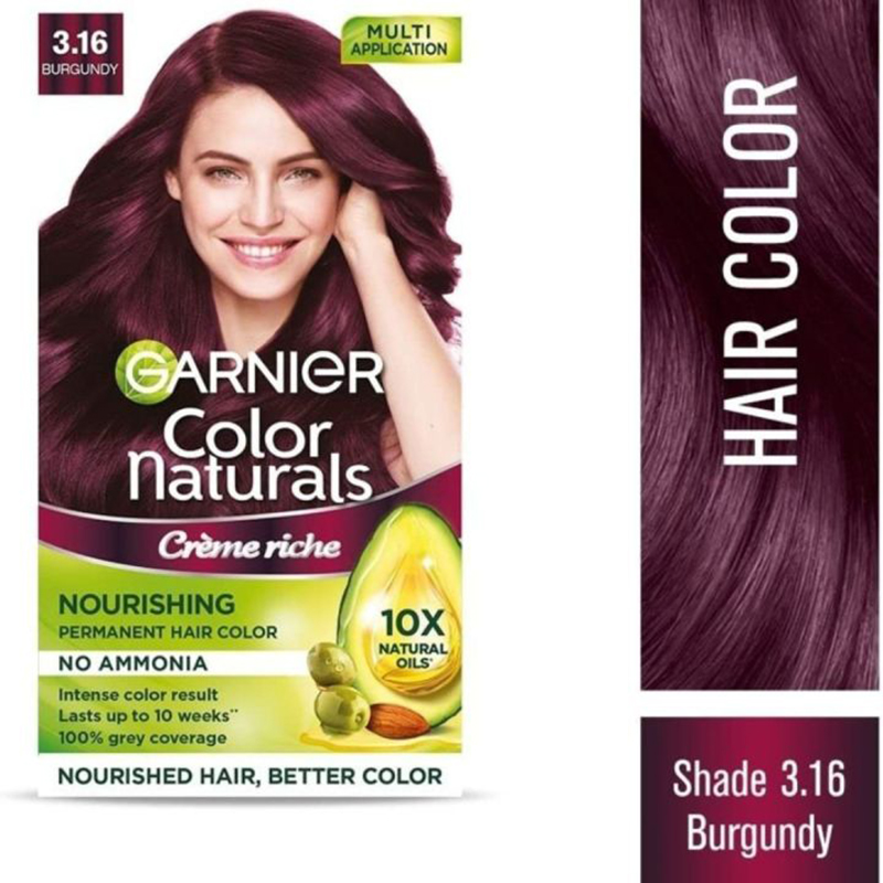 Picture of product Hair styling Garnier Color Natural Burgundy shade no 3.16 used for male/female - 70 ml + 60 gm