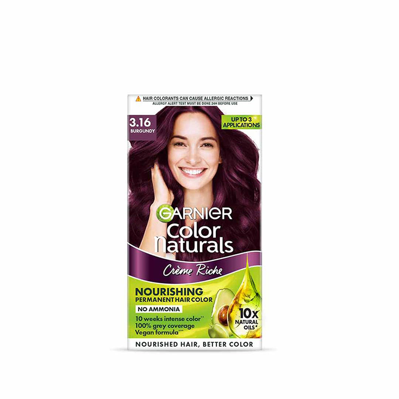 Picture of product Hair styling Garnier Color Natural Burgundy shade no 3.16 used for male/female - 70 ml + 60 gm