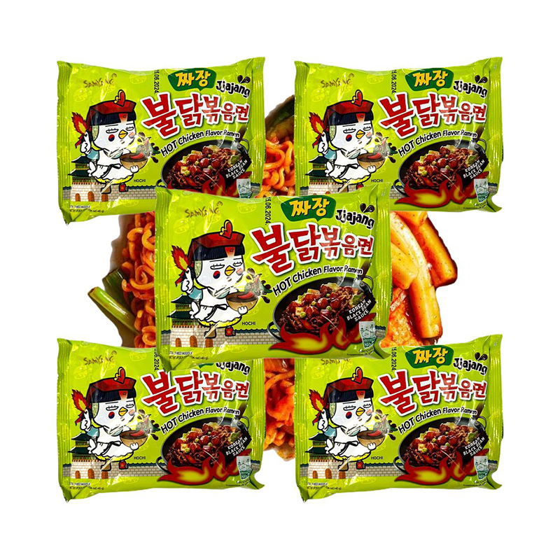 Picture of Sam Yang Jjajang Hot Chicken Flavour Ramen Instant Korean Noodles - 140Gm*5Pack (5Pack Combo) (Imported)