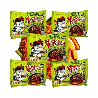 Picture of Sam Yang Jjajang Hot Chicken Flavour Ramen Instant Korean Noodles - 140Gm*5Pack (5Pack Combo) (Imported)