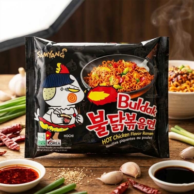 Picture of Samyang Hot Chicken Ramen Buldak Fire Noodles, (5 X 140 Grams)5 Pack