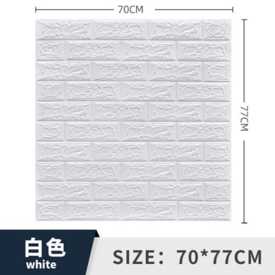 Picture of White 3D Foam Wall Sticker 77x70cm 3.5mm Thick Waterproof Brick Panel 1pcs