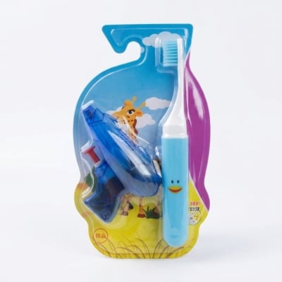 Picture of China Kids Folding Toothbrush & Water Gun Set: Soft Gum Protection for 3-12 Years Blue 1Pcs