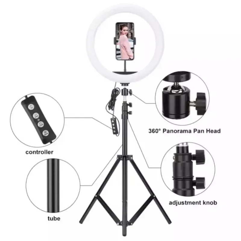 Picture of 12 Inch LED Ring Light with Tripod Stand Phone Holder for Photography Makeup - random