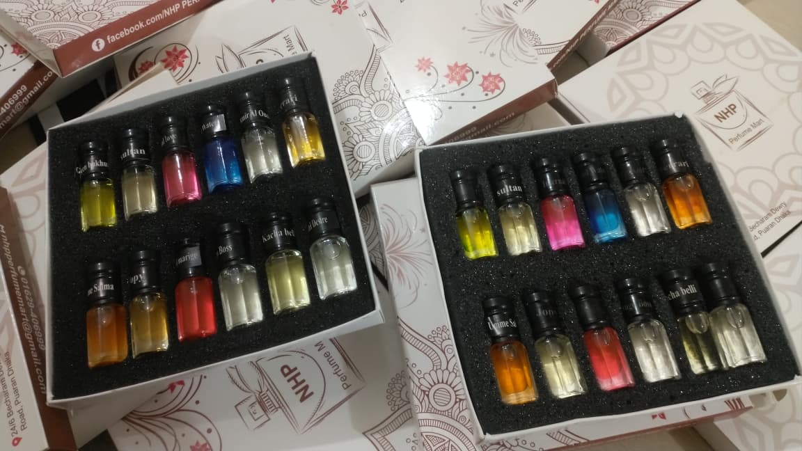 Picture of 12pcs Perfume Sweet Box Attar Combo Pack – 12 Halal Perfume Oils Gift Set for Men & Women