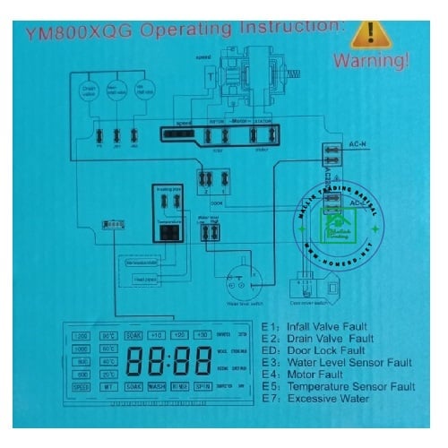 Washing Machine Control Board PCB YM800, Front Loading. Universal PCB controller. Fully Automatic.
