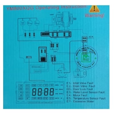 Washing Machine Control Board PCB YM800, Front Loading. Universal PCB controller. Fully Automatic.