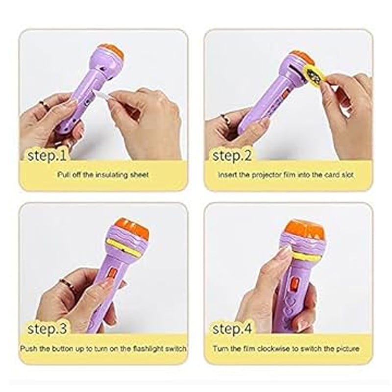 Picture of Mini Projector Torch Kids Flashlight Story Book Educational Light-Up Toys Sleep Light Preschool Fairy Tale Projection Lamp Gift By Dhaka Shopping Zone - বাচ্চাদের খেলনা