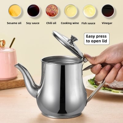 Picture of Stainless Steel Oil Bottle with Large Capacity – Oil Pot, Soy Sauce, Vinegar, and Coffee Container