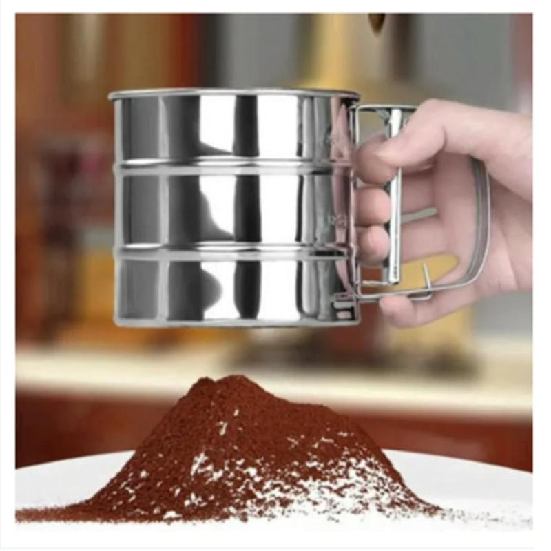 Picture of Stainless Steel Flour Sifter Fine Mesh Powder Flour Sieve Icing Sugar Manual Sieve Cup Home Kitchen Gadget Baking Pastry Tools
