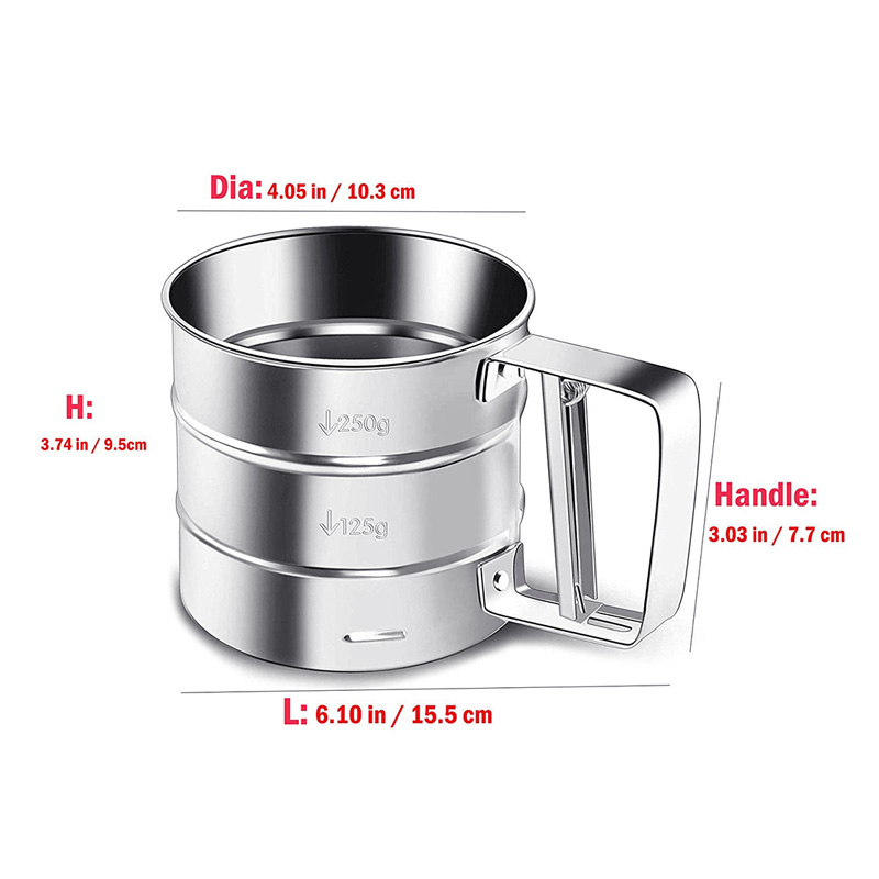 Picture of Stainless Steel Flour Sifter Fine Mesh Powder Flour Sieve Icing Sugar Manual Sieve Cup Home Kitchen Gadget Baking Pastry Tools