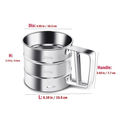 Picture of Stainless Steel Flour Sifter Fine Mesh Powder Flour Sieve Icing Sugar Manual Sieve Cup Home Kitchen Gadget Baking Pastry Tools