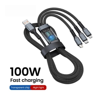 Picture of 3-in-1 Multi-Port 100W USB Type-C Fast Charging Cable for iPhone, Xiaomi, Poco, Huawei, Samsung