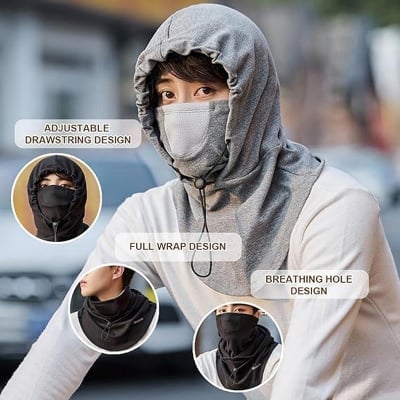 Picture of Face Cover With Hat For Winter Bike Hooded Mask With Neck Warmer